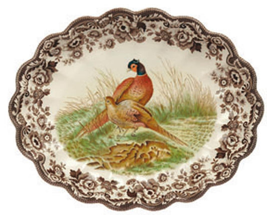 Pheasant Oval Fluted Dish