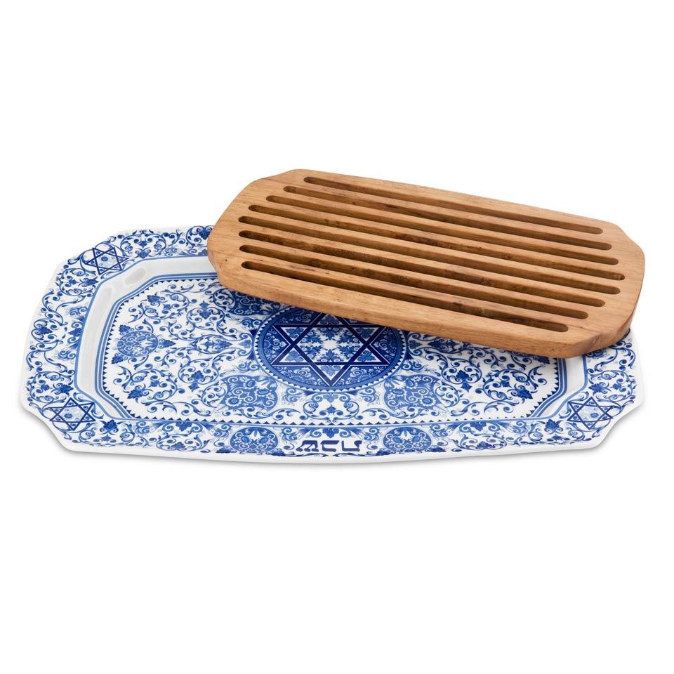Challah Tray with Wood Insert
