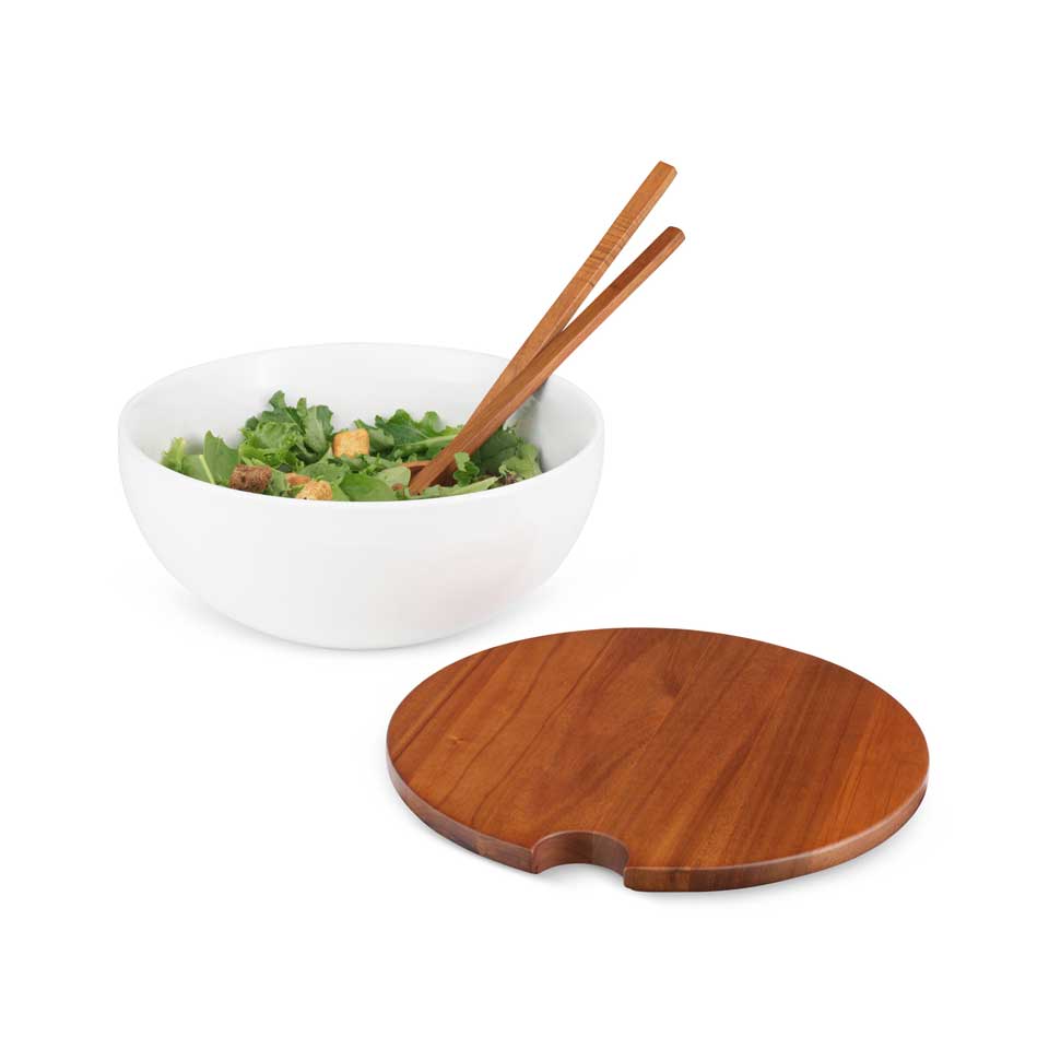 Salad Bowl W/ Lid & Servers