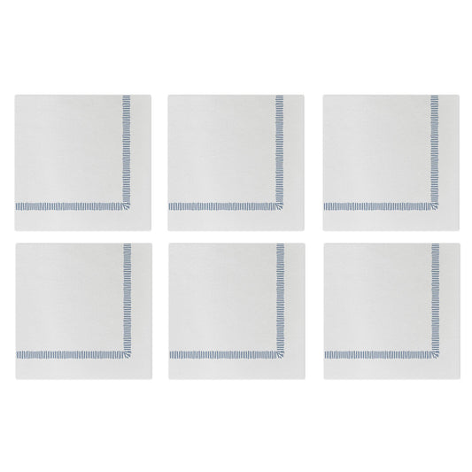 Fringe Blue Cocktail Napkins (Pack of 20) - Set of 6