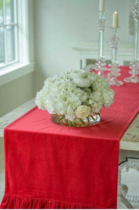Velvet Red Runner, With Ruffle 90"