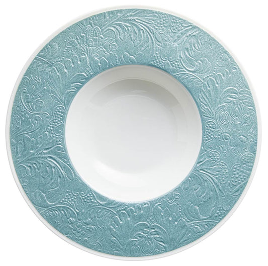 Sky Blue - French Rim Soup Plate w/Engrvd Rim 10.6 in Ctr 5.5 in 9 oz