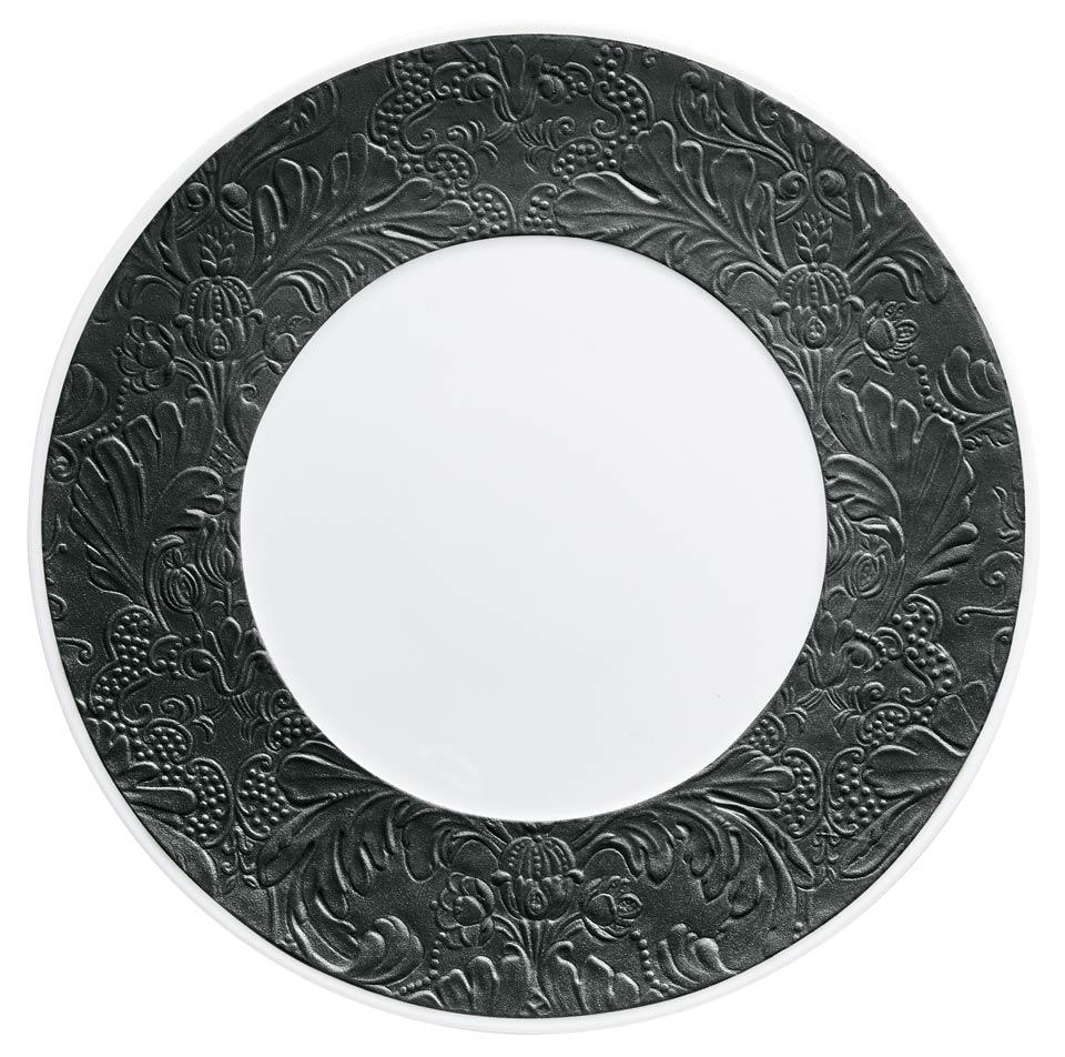 Black Matte - American Dinner Plate w/ Engraved Rim 10.6 in