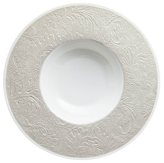 Pearl Grey - French Rim Soup Plate w/Engrvd Rim 10.6 in Ctr 5.5 in 9 oz