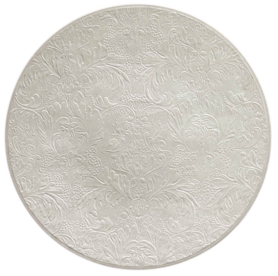 Pearl Grey - Buffet Plate Coupe Completely Engraved 12.6 in