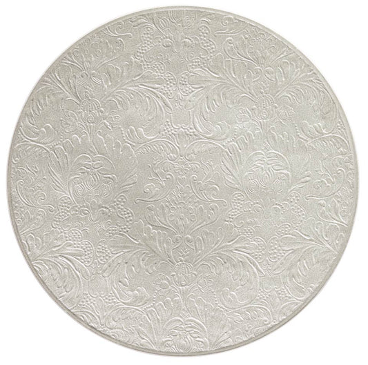 Pearl Grey - Buffet Plate Coupe Completely Engraved 12.6 in