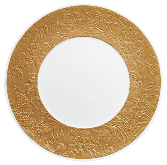 Metallic Gold - American Dinner Plate w/ Engraved Rim 10.6 in