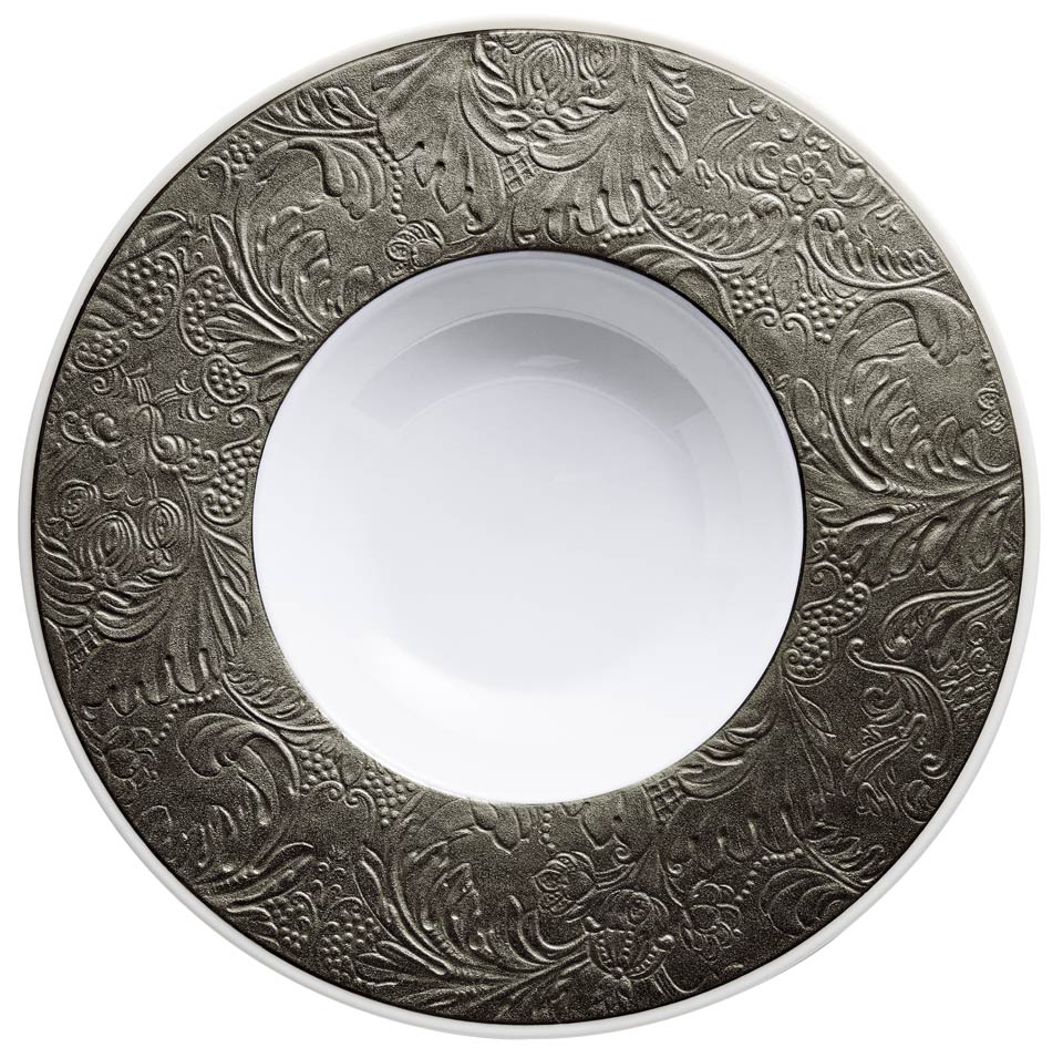 French Rim Soup Plate w/Engrvd Rim 10.6 in Ctr 5.5 in 9 oz