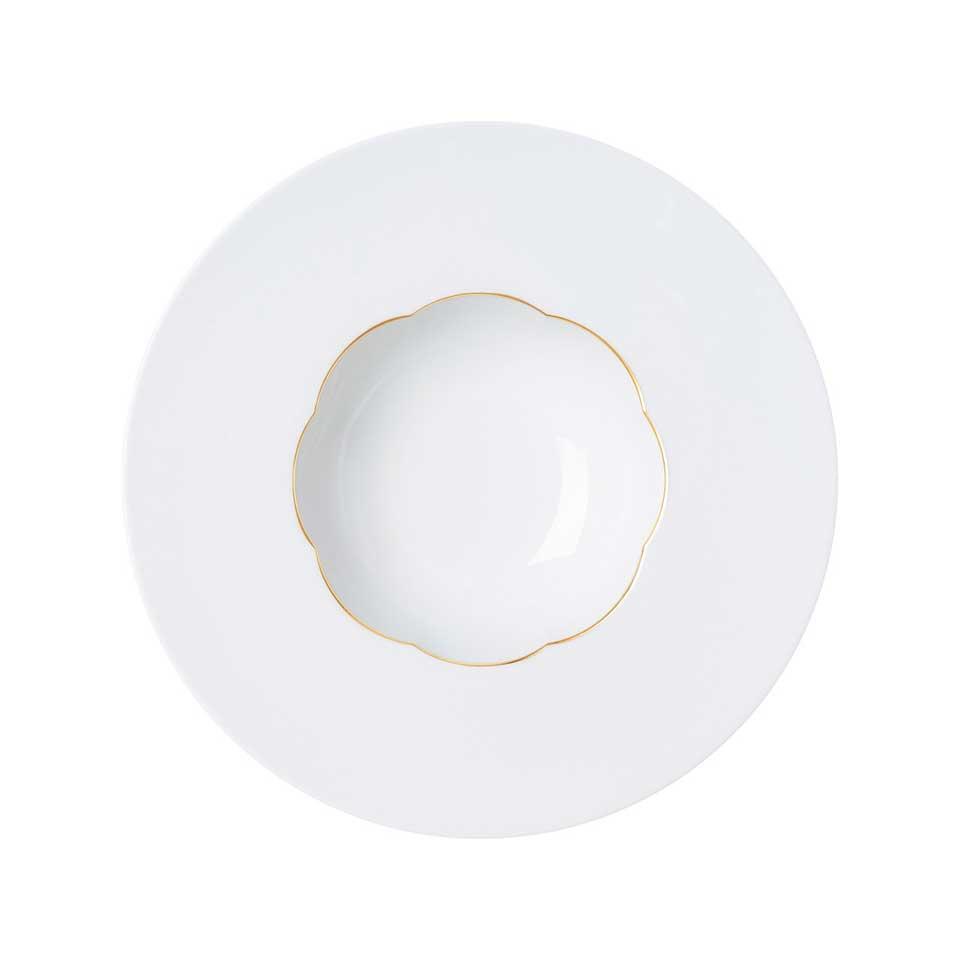 Gourmet Plate Deep 11 in Gold Band