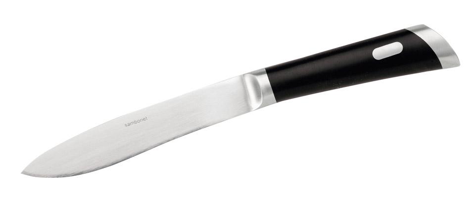 knife, solid handle, serrated blade, 10 1/2 inch
