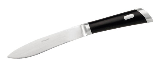 knife, solid handle, serrated blade, 10 1/2 inch