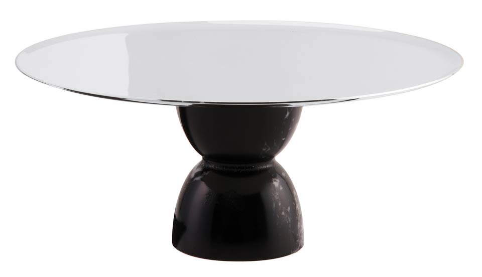 Footed Stand Slvrpltd/Black Marble Resin on 18/10 s/s 8 1/2 in H 3 3/4 in