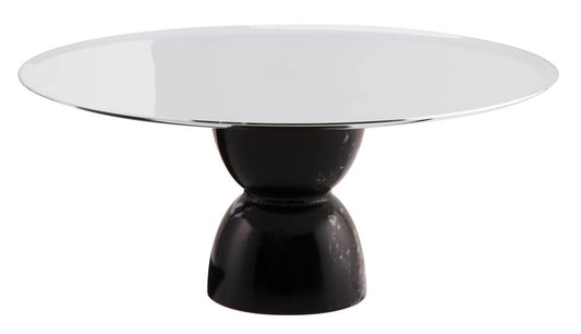 Footed Stand Slvrpltd/Black Marble Resin on 18/10 s/s 8 1/2 in H 3 3/4 in