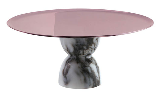 Footed Stand 8 1/2 in H 3 3/4 in PVD Parfait Amour/White Marble Resin