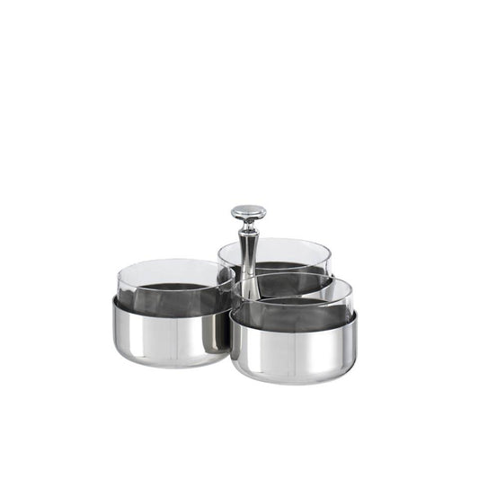 Relish dish, 3 compartments with crystal