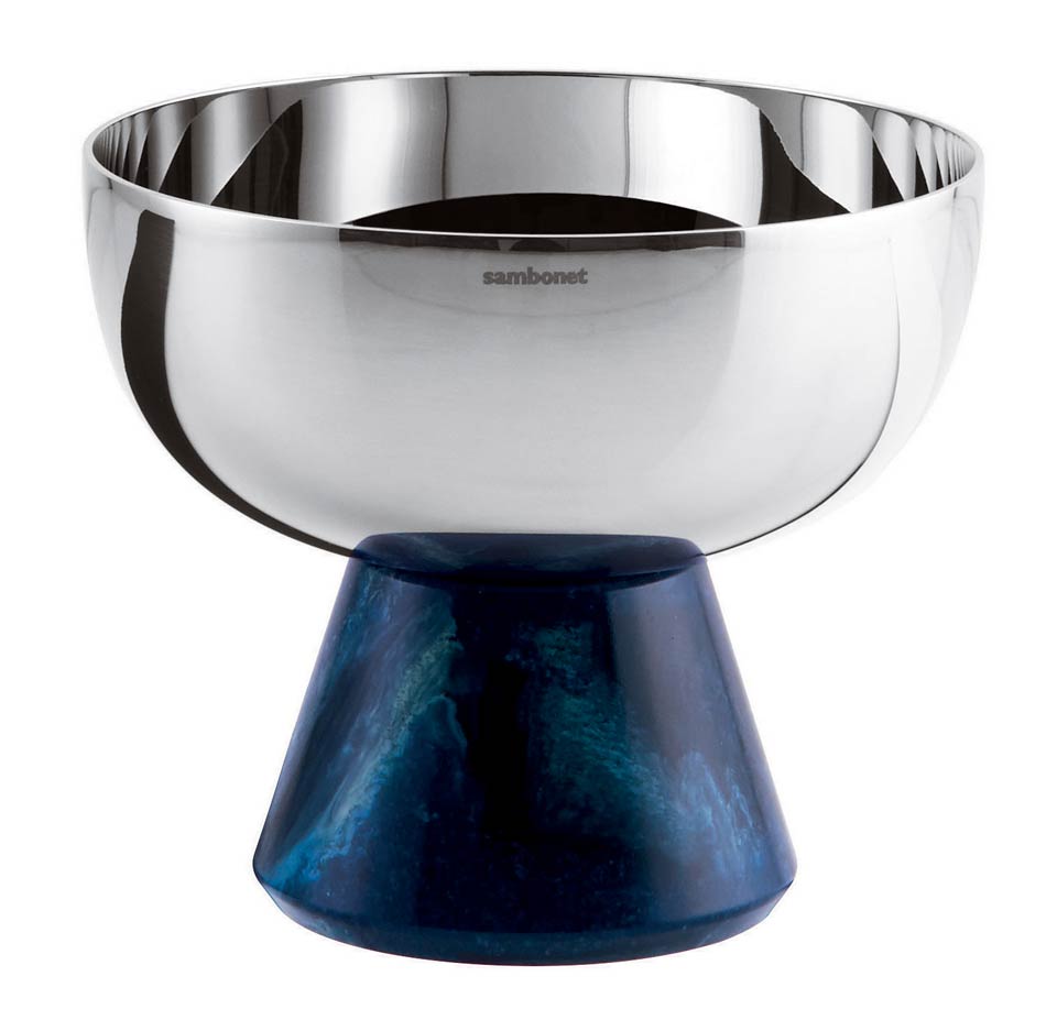 Footed Cup s/s Blue Resin 4 1/4 in H 3 3/4 in