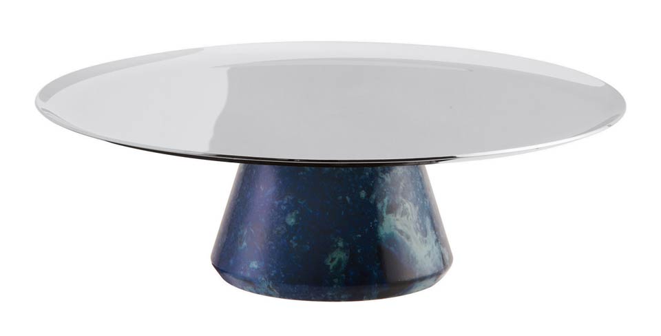 Footed Stand s/s Blue Resin 6 1/4 in H 2 in