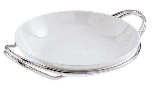 Holder w/ Rice Porcelain Dish Set s/s 14 1/4 in Polished