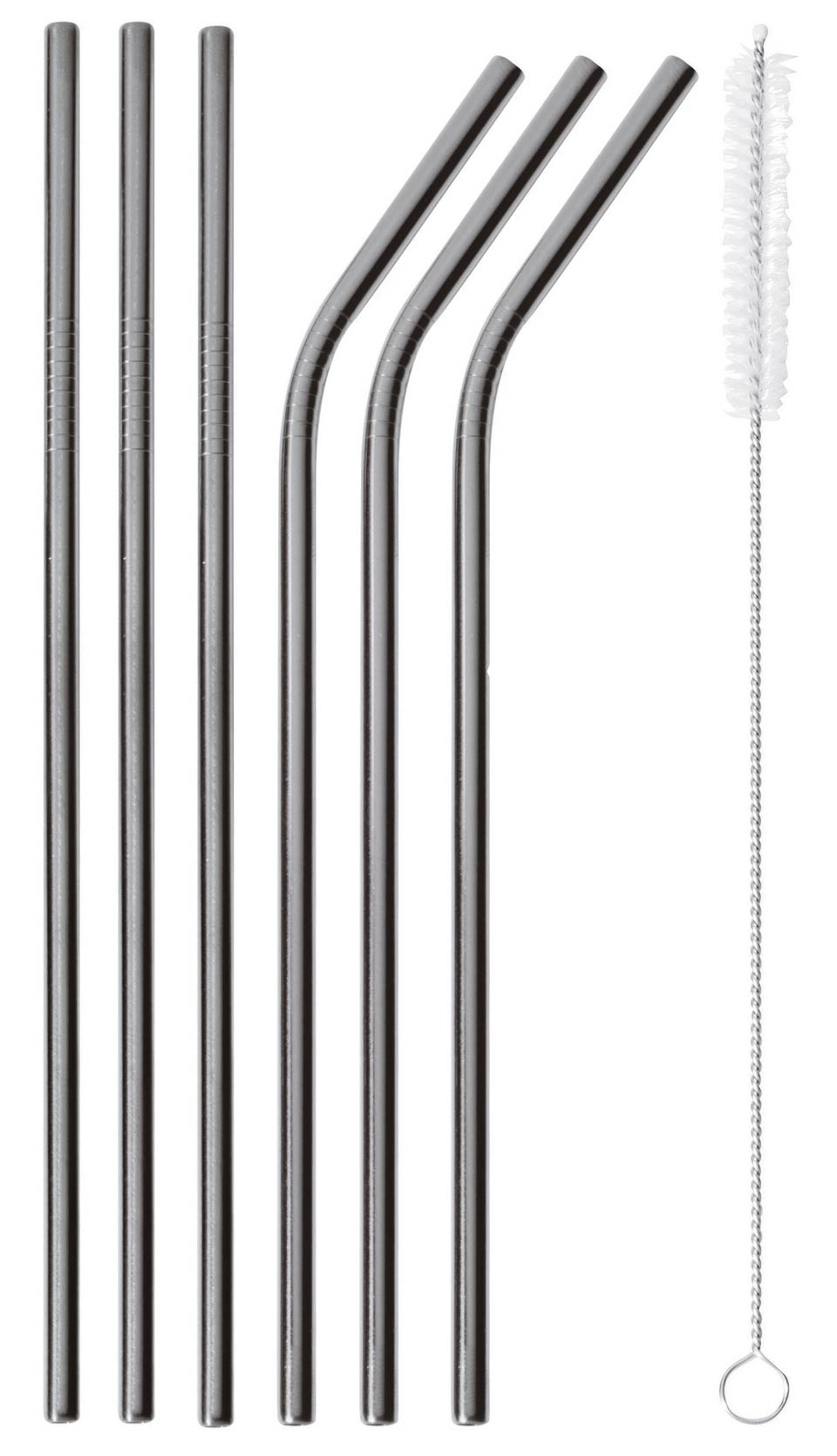 Set of 6 Black Straws (with brush) - s/s