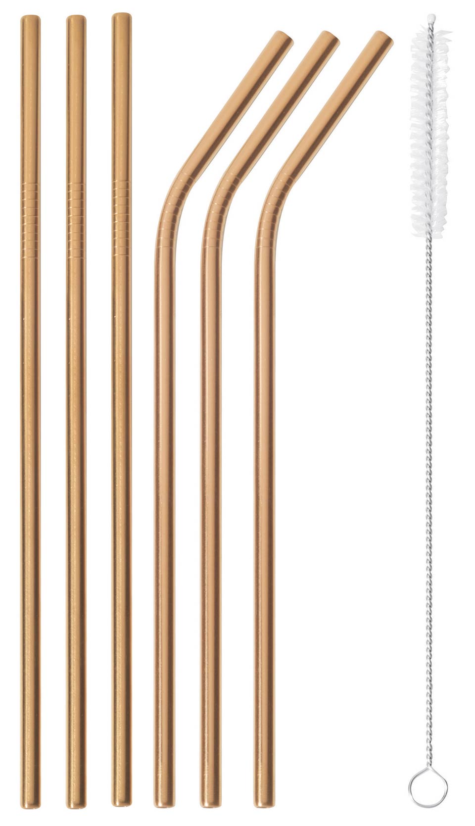 Set of 6 Copper Straws (with brush) - s/s