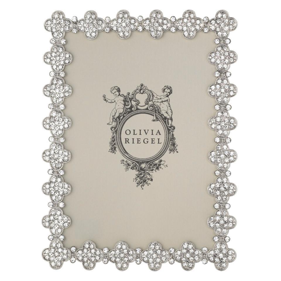 Silver Pavé Clover Picture Frame