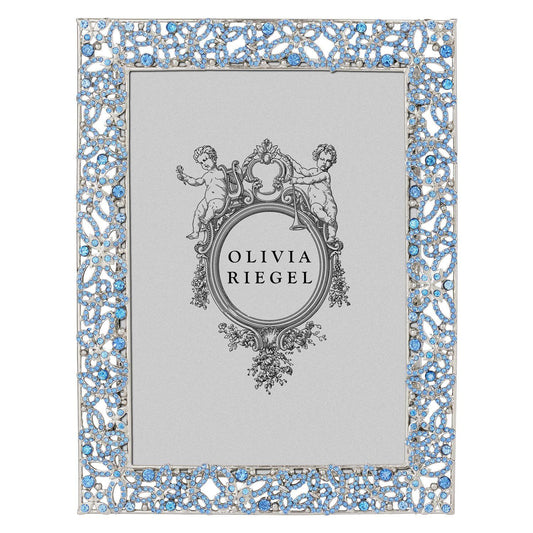 Silver Papillon with Lt Sapphire Crystals 5" x 7" Frame