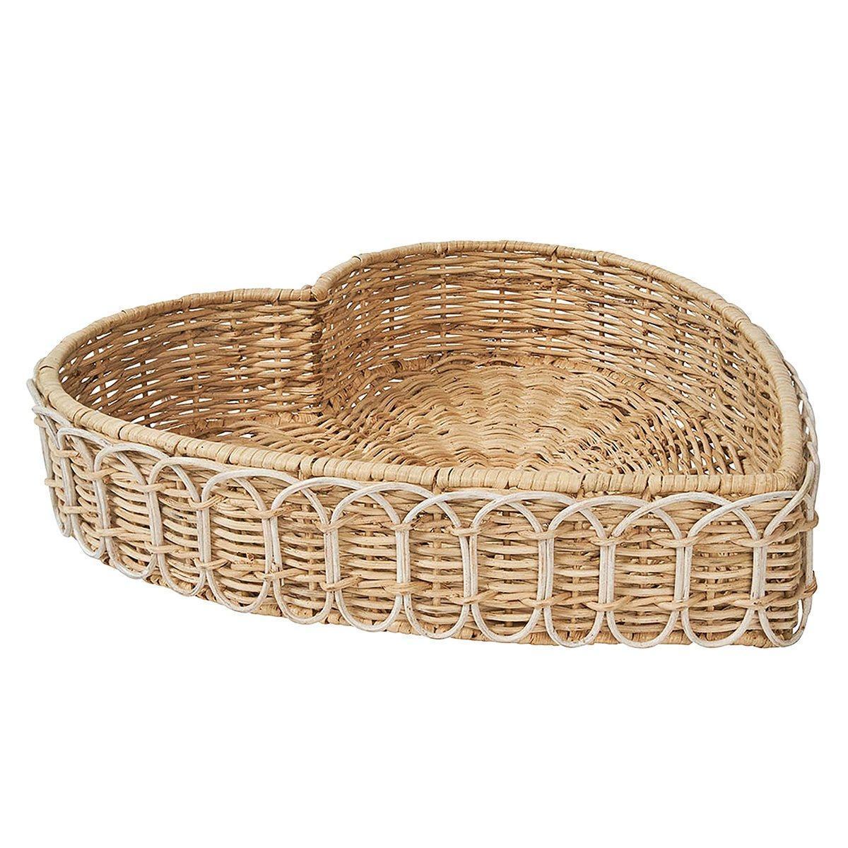 16" Heart Tray - Whitewash
