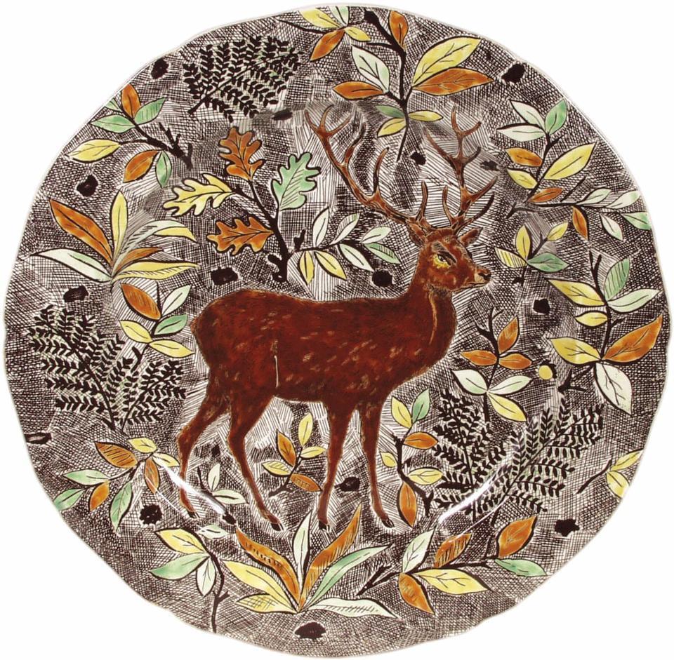 Round Flat Dish, Stag