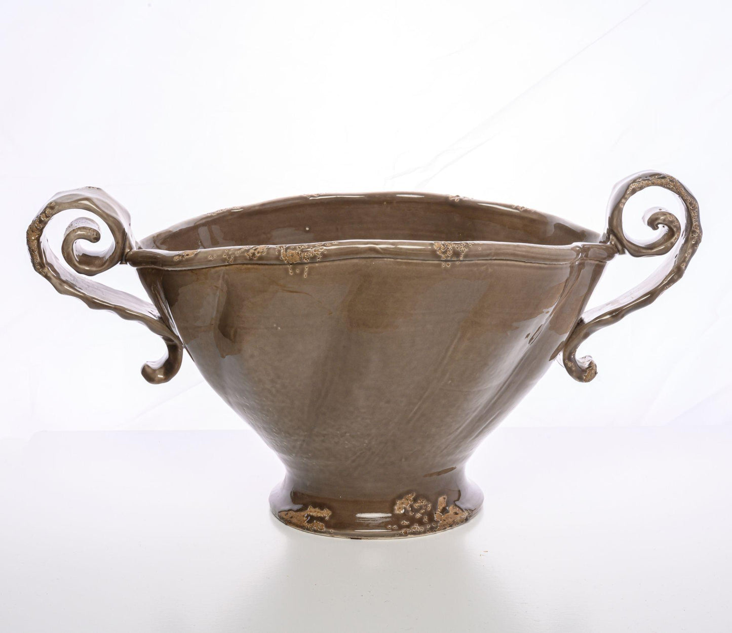 Scavo Twist Bowl with Handles, Taupe