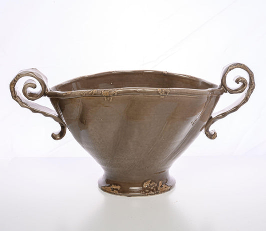 Scavo Twist Bowl with Handles, Taupe