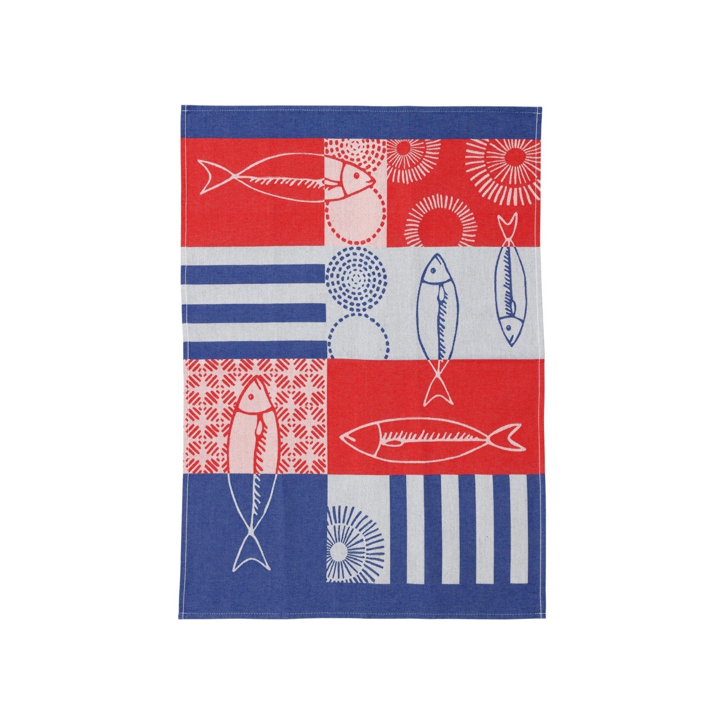 Blue, White, and Red Fish Dish Towels - Set of 2