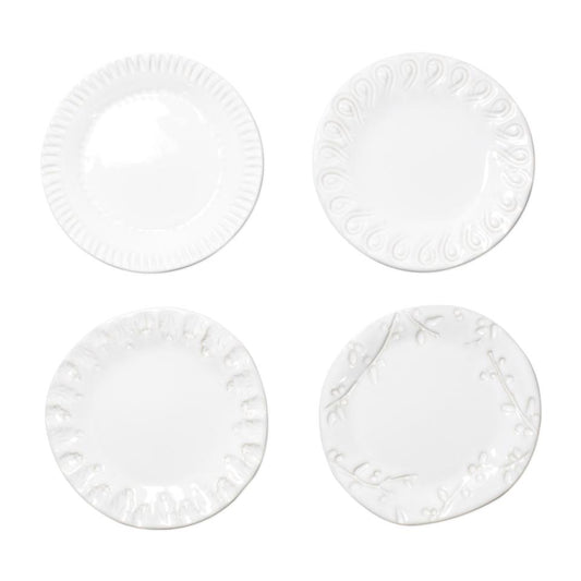 White Assorted Canape Plates - Set of 4