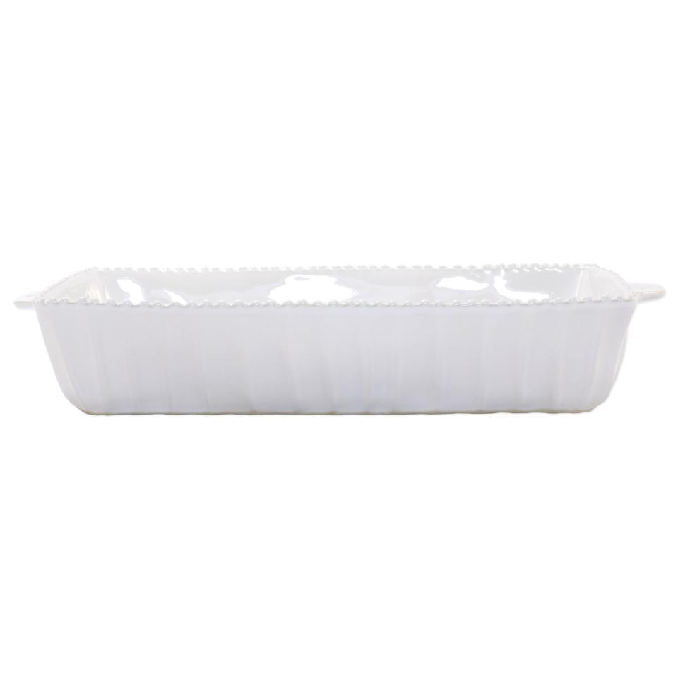 White Stripe Rectangular Baker