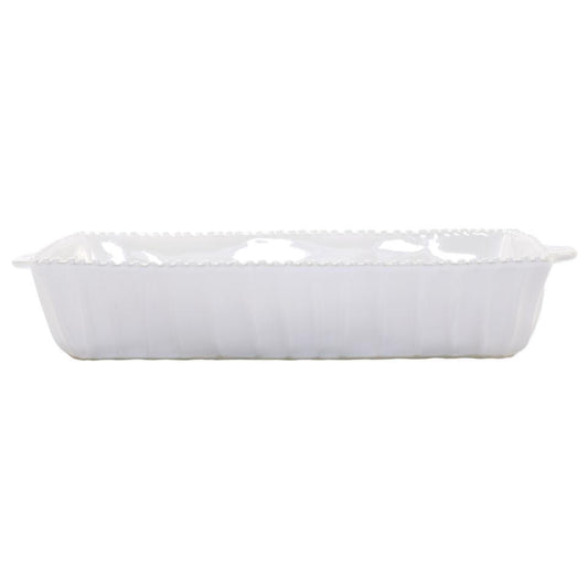 White Stripe Rectangular Baker