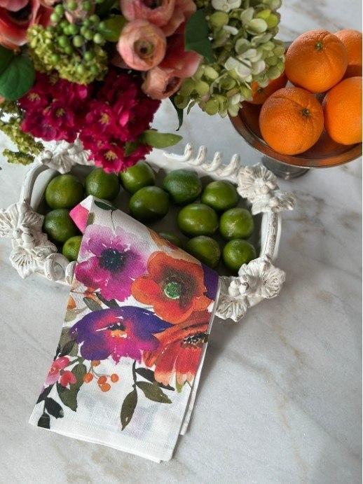 Garden Estate Watercolor Linen Towel