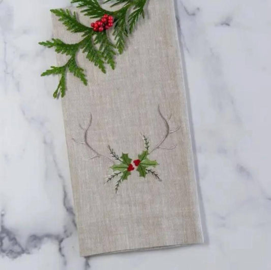 Antlers with Holly Towel