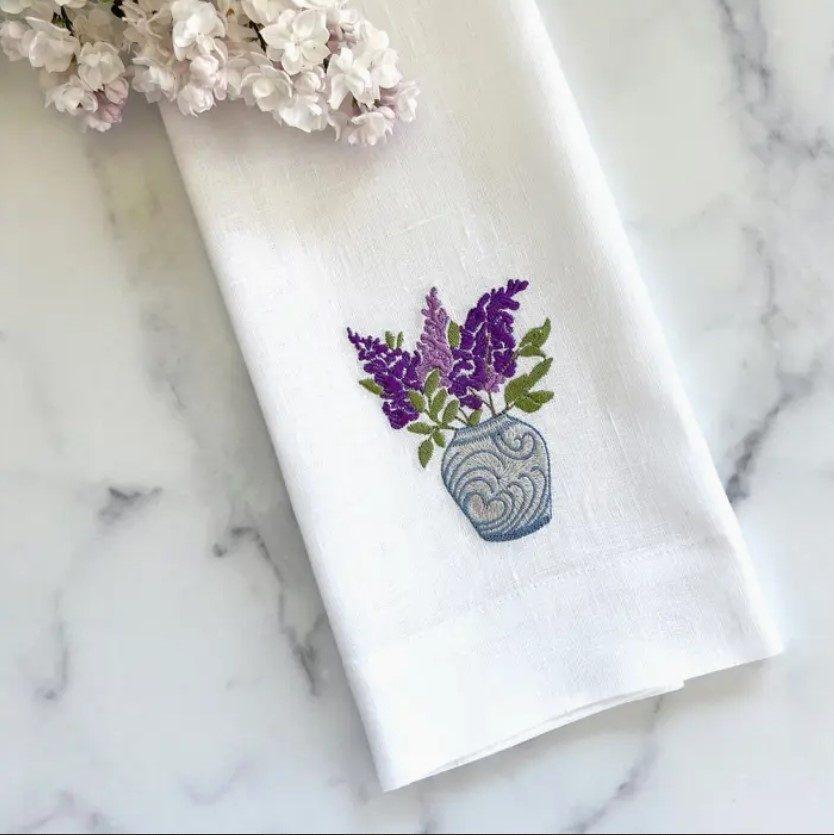 Lilac Jar Linen Towel
