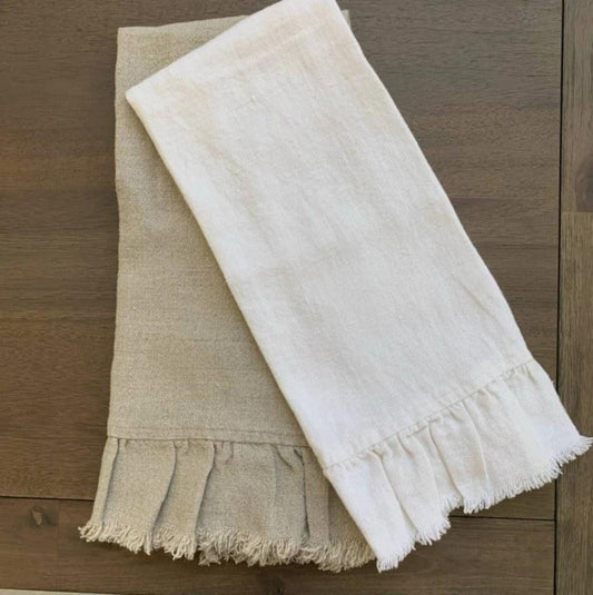 Provence Off White Hemmed Linen Towel