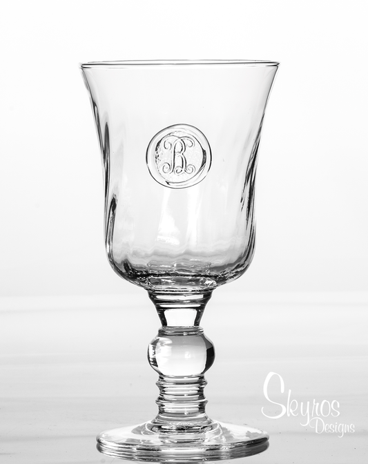Footed Goblet - Hand Stamped Initial