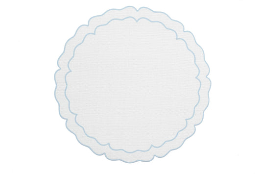 Vinilo Scalloped Placemat - Light Blue Edge