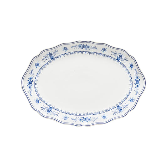 Oval platter, White-blue