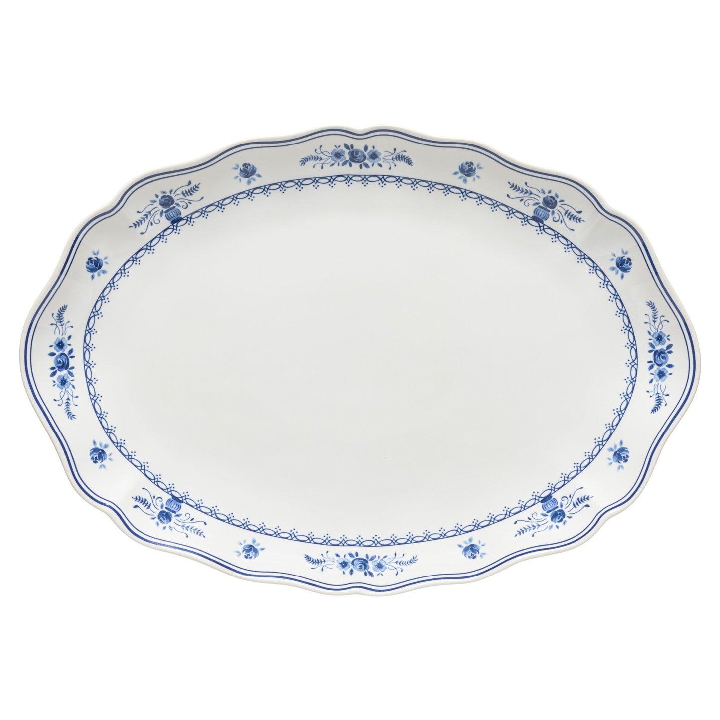 Oval platter, White-blue