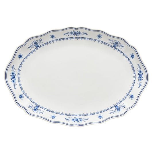 Oval platter, White-blue