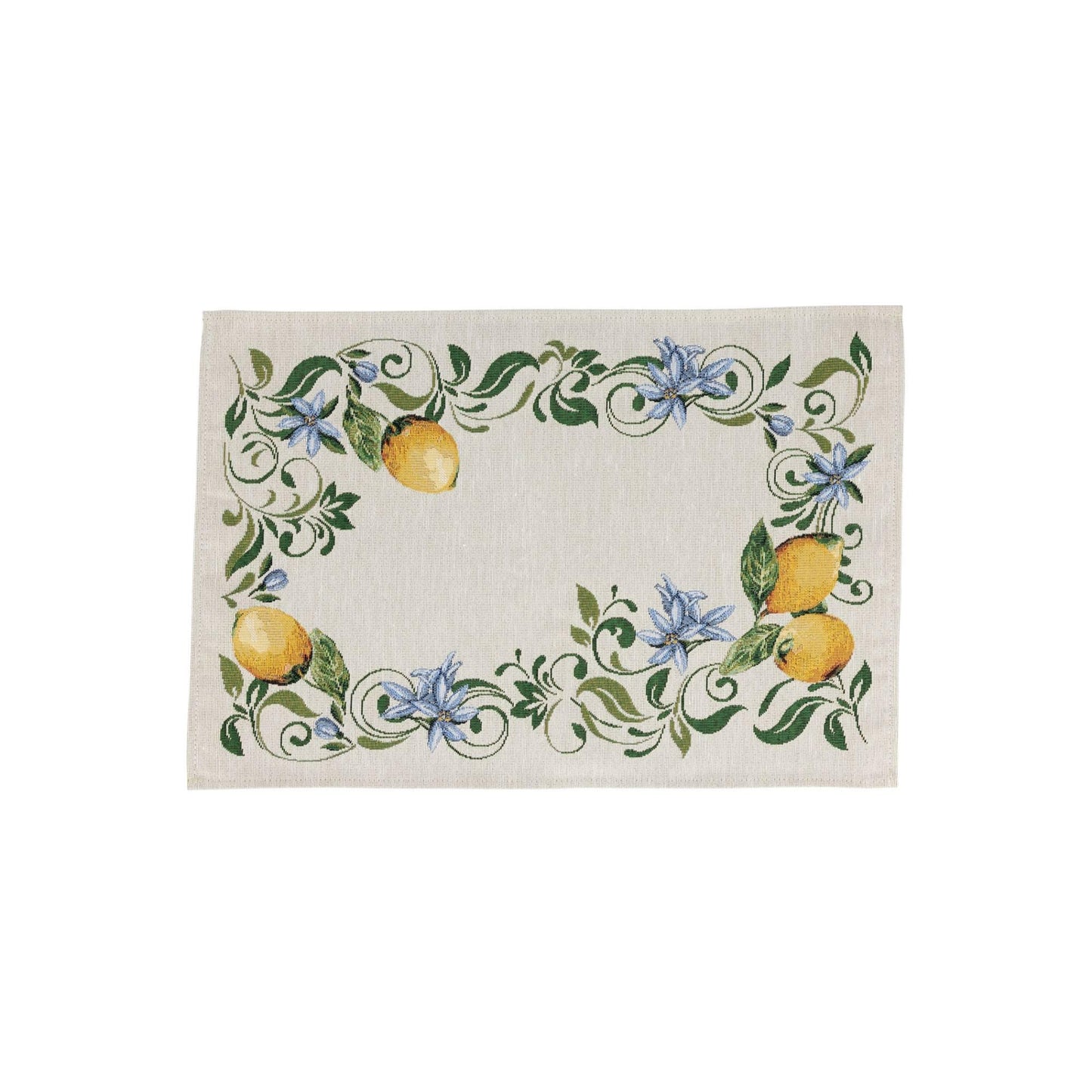 Lemons with Blue Flowers Placemats - Set of 4