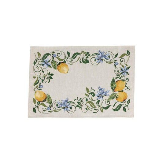 Lemons with Blue Flowers Placemats - Set of 4
