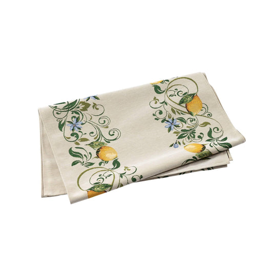 Lemons with Blue Flowers Runner