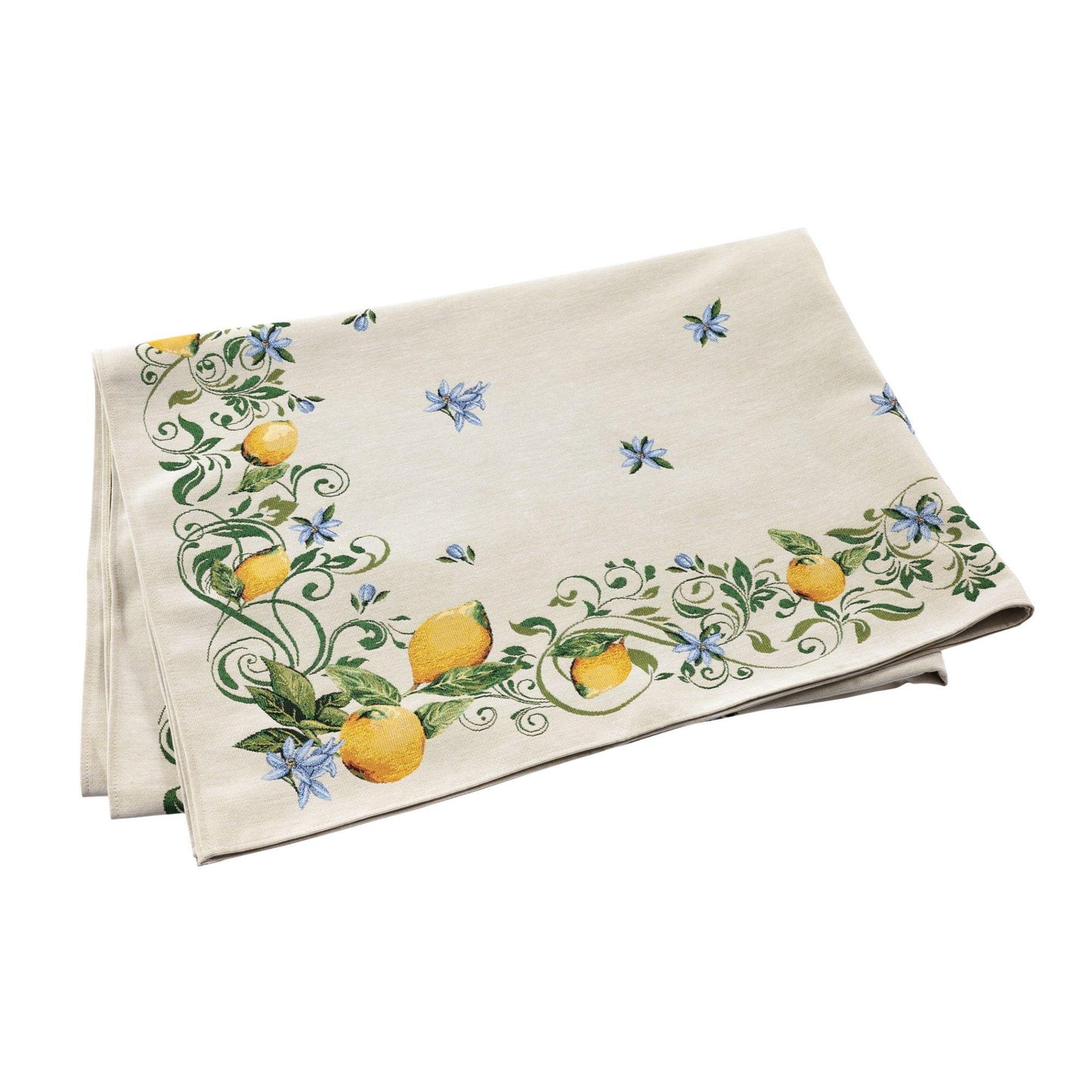 Lemons with Blue Flowers Tablecloth