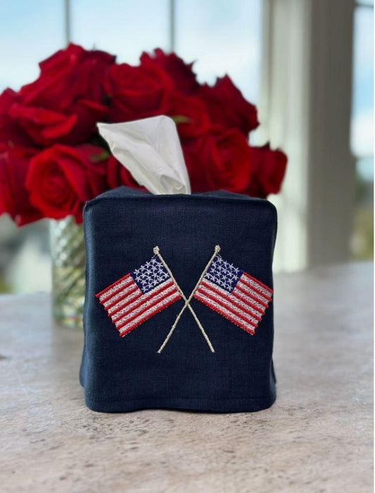 American Flags Tissue Box Cover