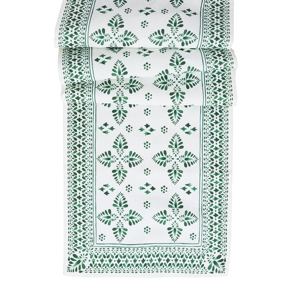 Iberian Border 18" x 90" Table Runner - Evergreen
