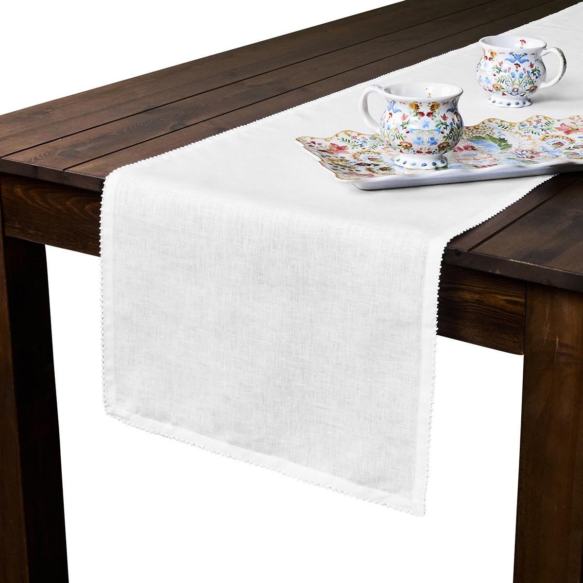 Berry Scallop 18" x 90" Table Runner - White
